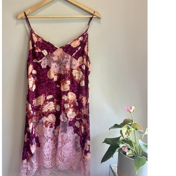 Free People Sunfade Slip Dress Purple Floral Combo - Picture 3 of 11
